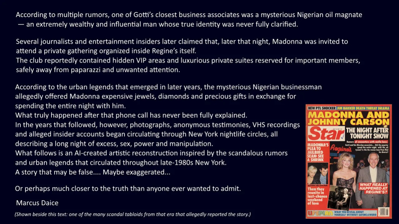 THE REGINE’S TAPE - Madonna, Gotti & The Secret Night