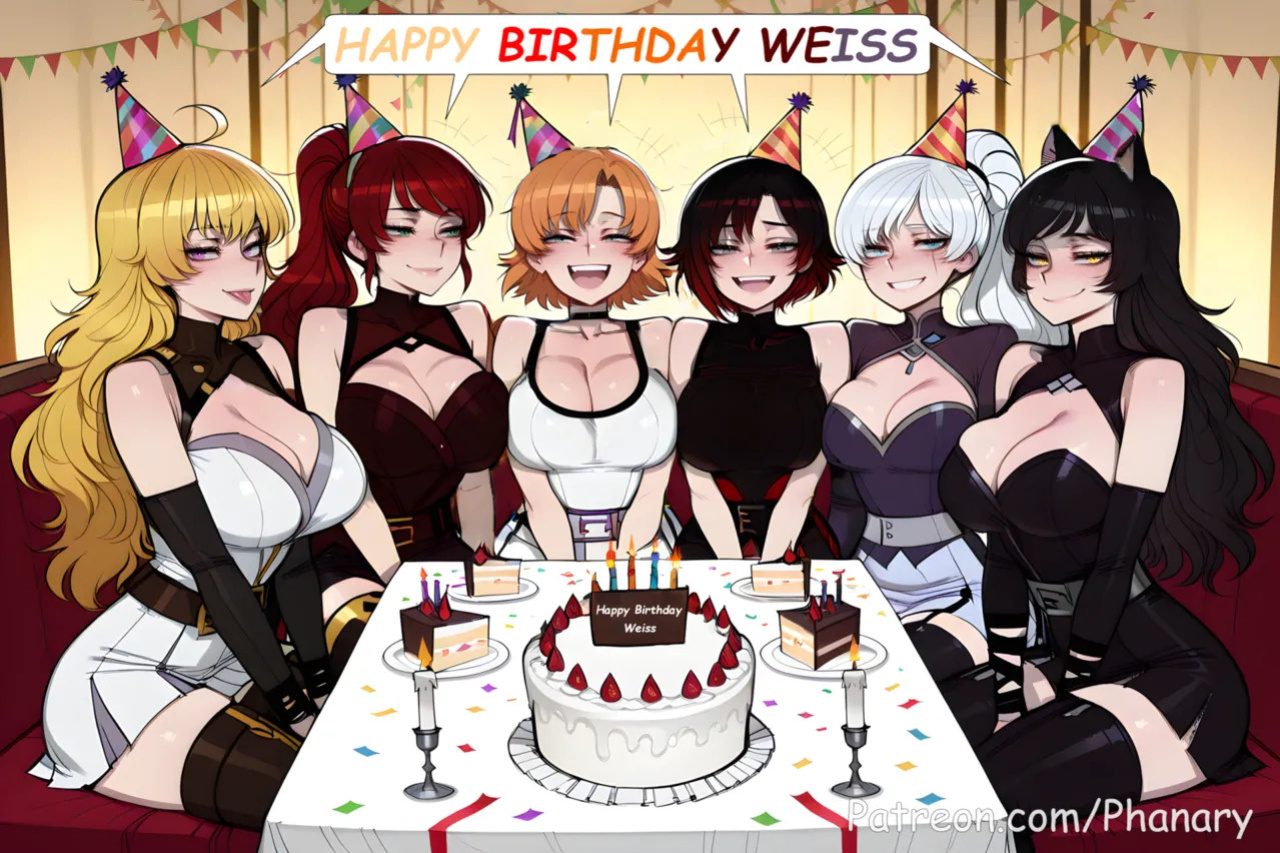 [Phanary] Weiss(Futa) x RWBY Girls Happy Birthday! [AI Generated]