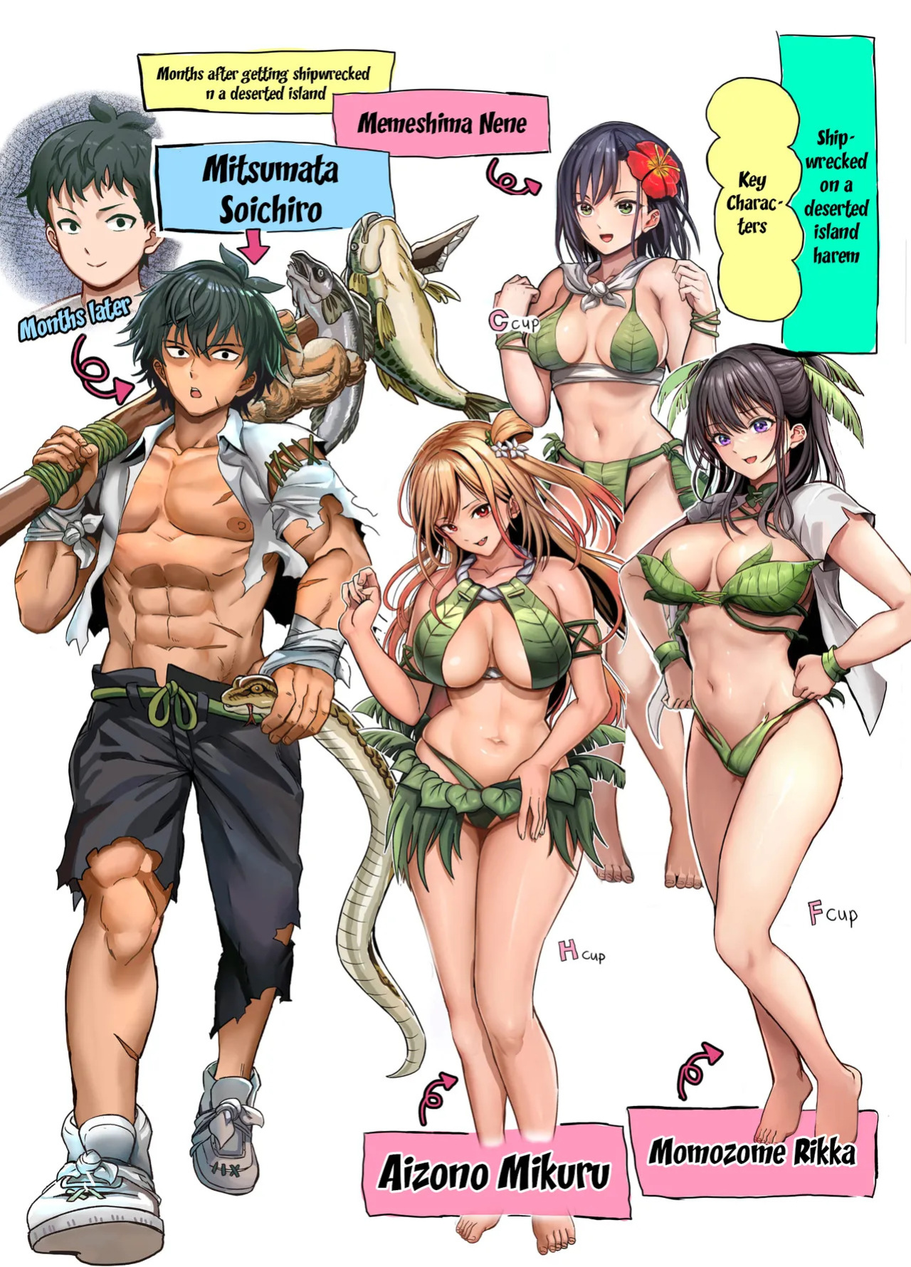 [Hokekiyo Carnival (Houhokekiyo)] Mujintou Sounan Harem | Deserted Island Castaway Harem [English] {Doujins.com}