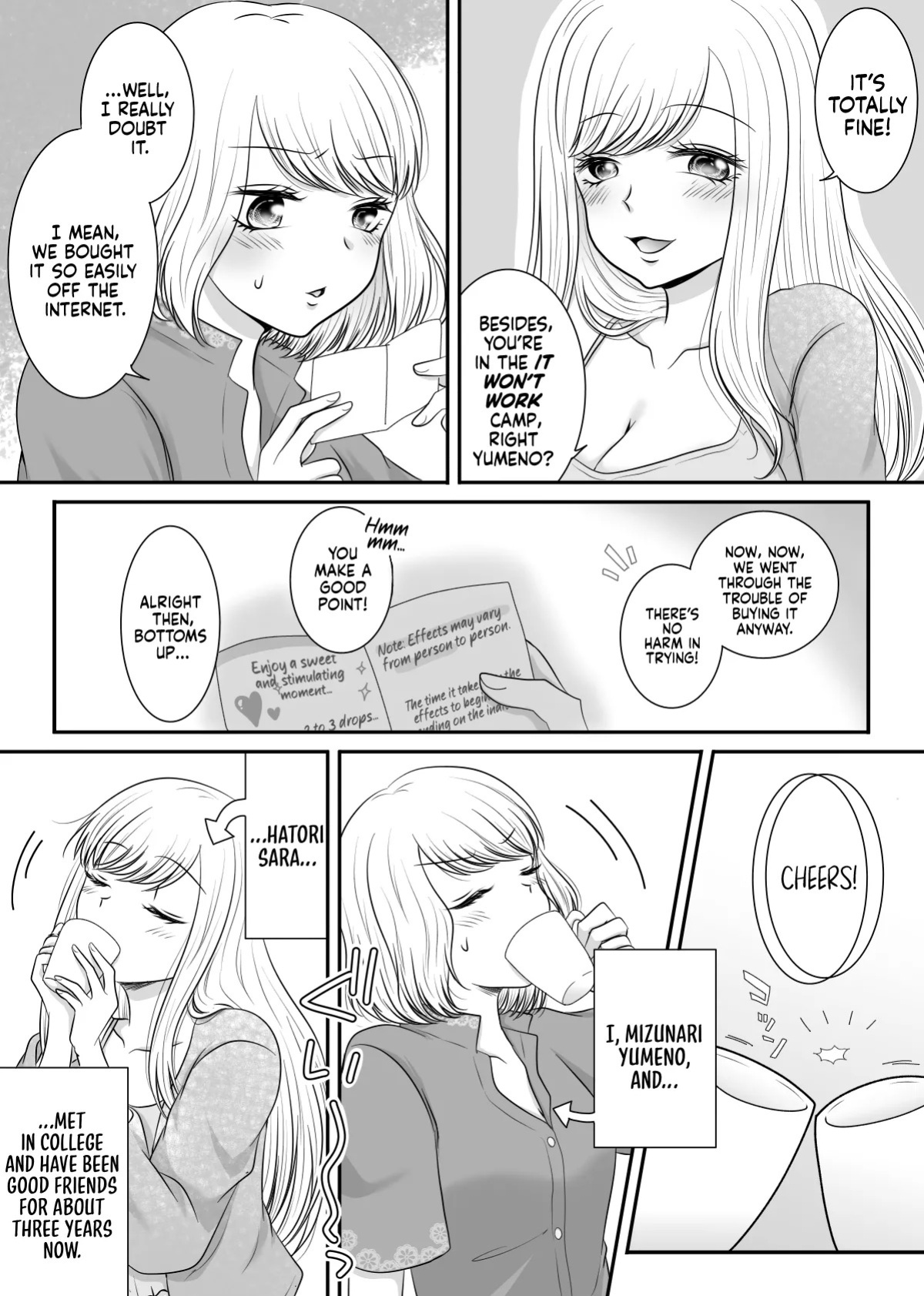 [Old Rose (Yukari Mion)] Tomodachi to Tameshi ni Biyaku o Nonde Mita Hanashi | The Time I Tried Drinking an Aphrodisiac With My Friend [English] [Castle TL]
