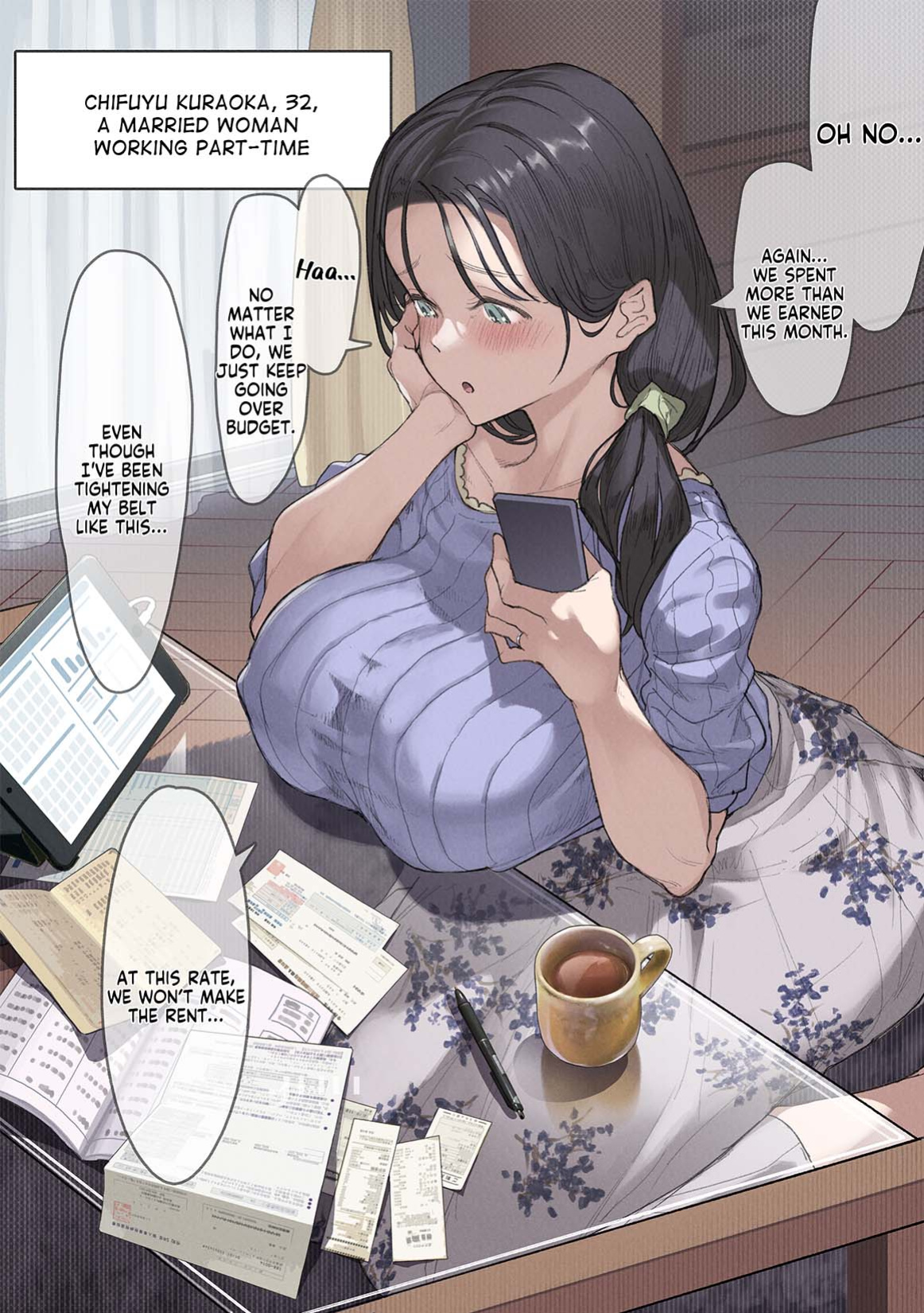 [Yomoda Yomo JAPAN (Yomoda Yomo)] Kongetsu no Yachin ga Haraemasen. [Hinkon Hitodzuma Chifuyu] Danna ni Naisho de Ooya-san no Aijin ni Narimashita. | I Can't Pay Rent This Month. [Desperate Housewife Chifuyu] I Became My Landlord's Mistress Behind My Husb