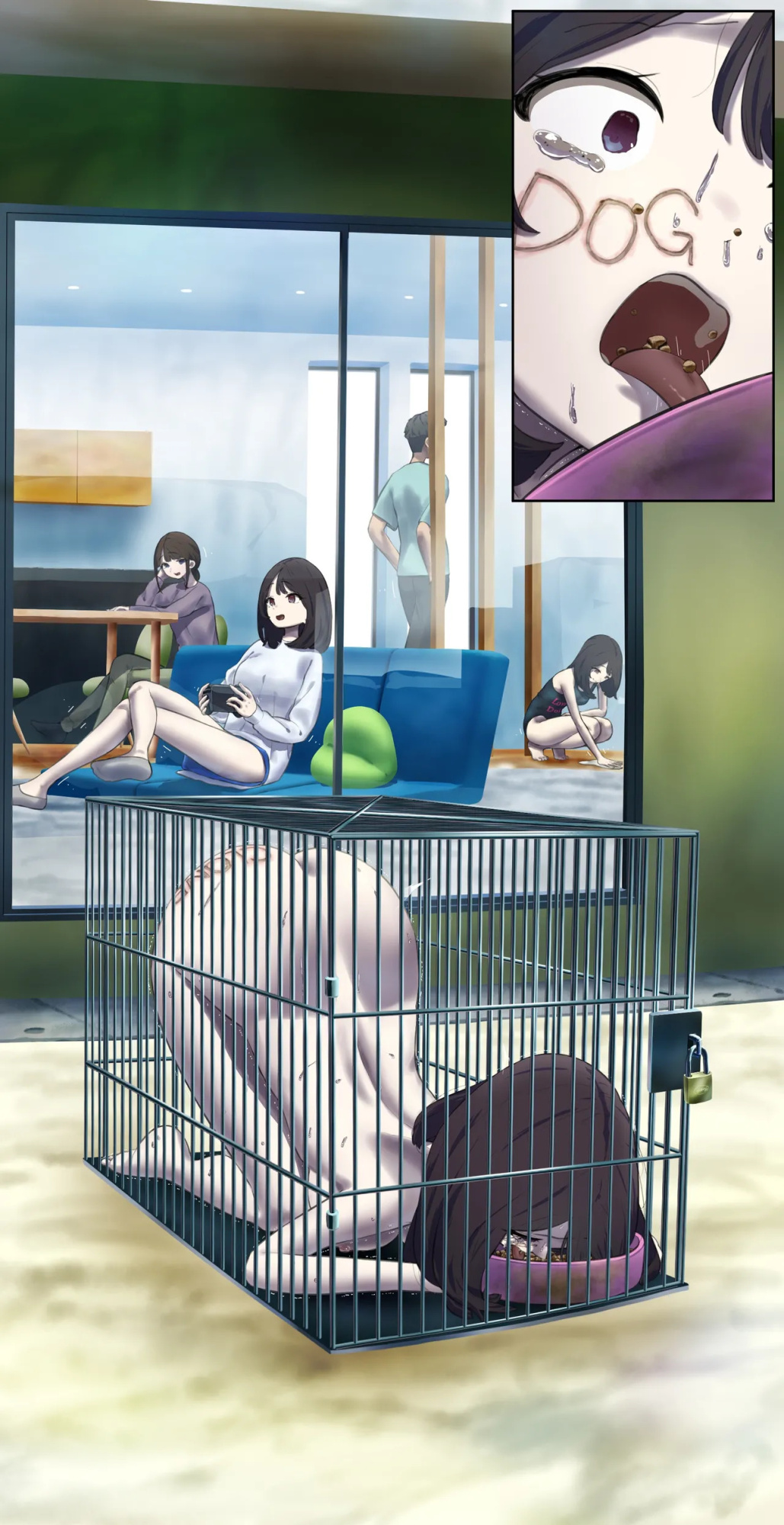 A daughter living with her human livestock clones