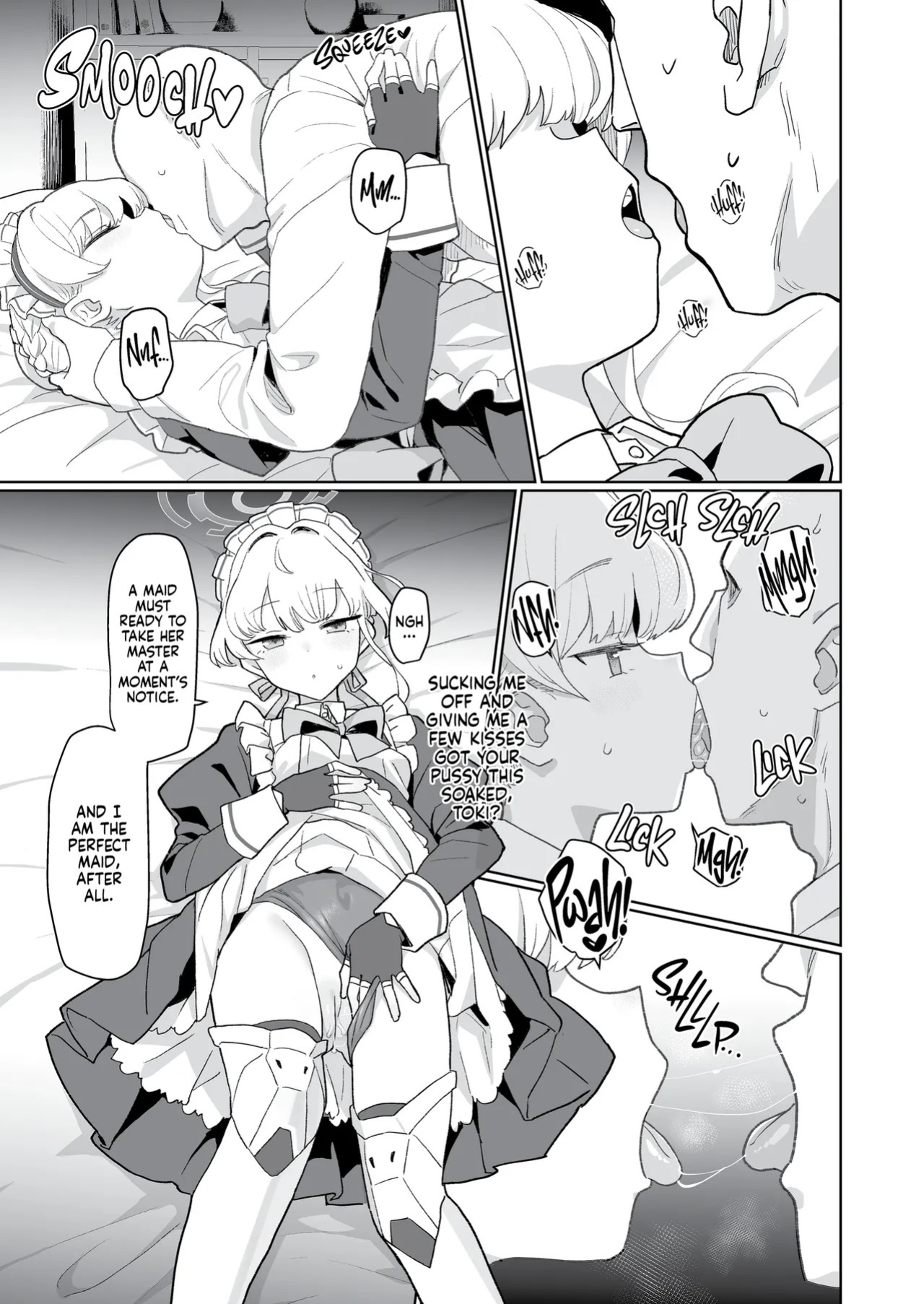 [Ballistic onahole (Б)] Dokidoki Toki Meki Maid Kiss | Maid Made for Making Out (Blue Archive) [English] [Summer Salt] [Decensored] [Digital]