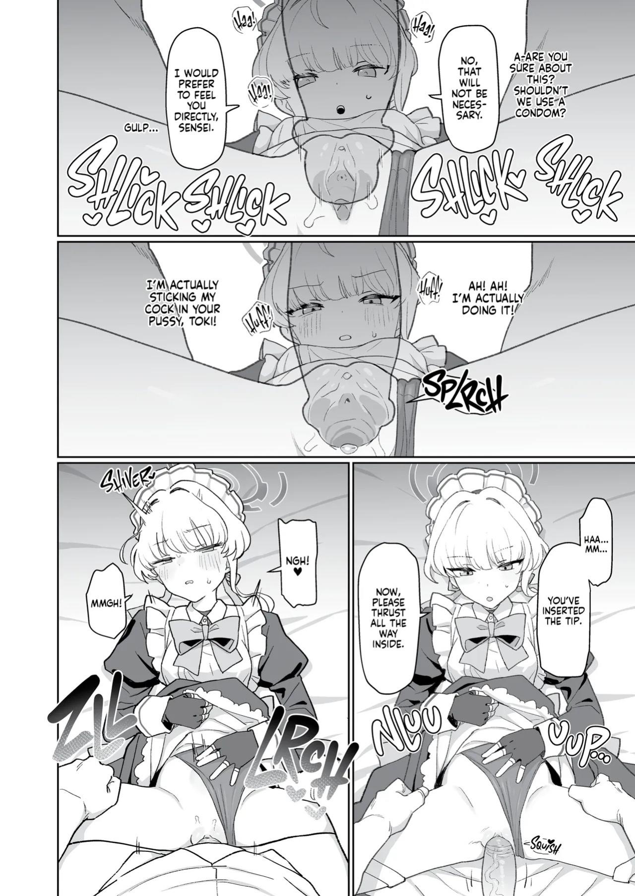 [Ballistic onahole (Б)] Dokidoki Toki Meki Maid Kiss | Maid Made for Making Out (Blue Archive) [English] [Summer Salt] [Decensored] [Digital]