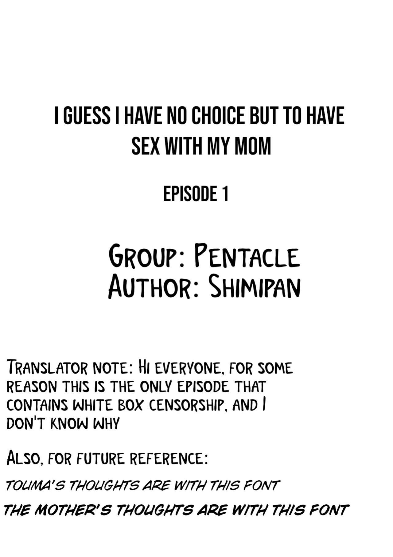 [Pentacle(Shimipan)] I guess I have no choice but to have sex with my mom. (The story so far)