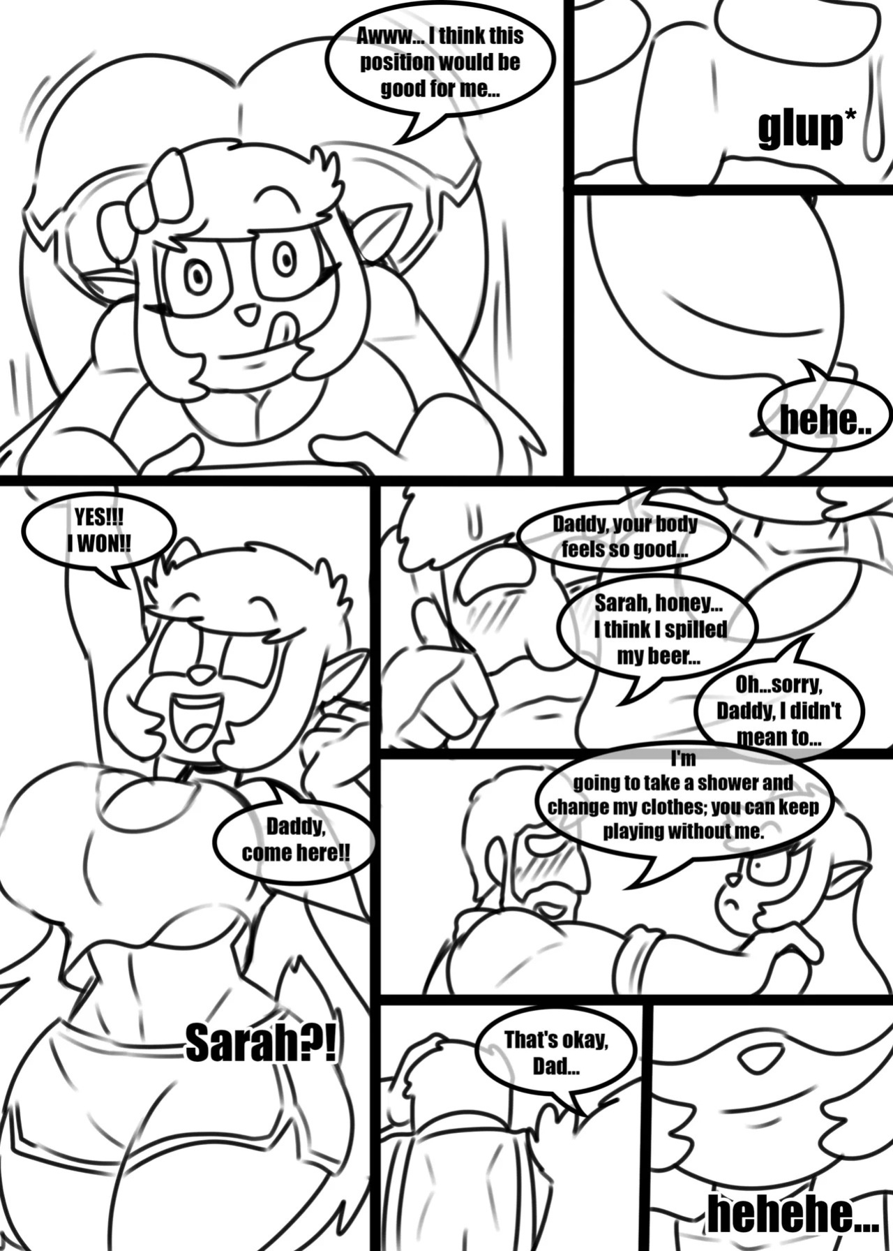 [Zaicomaster14] "Playing with Daddy" [In progress] (sketches) [English] (My Totally Normal Family)