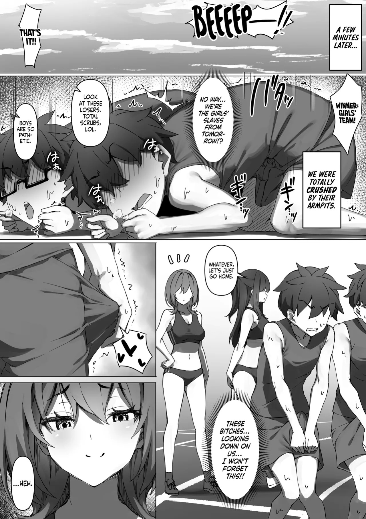 [Kurage no Suisou (Hagakure Kurage)] The Story of Masochists Who Got Hard From the Armpits of the Girls’ Track-and-Field Team and Got Punished | Rikujo Joshi no Waki ni Tsui Kofun Shite Shimatta Maso ni Batsu ga Kudaru Hanashi [English]