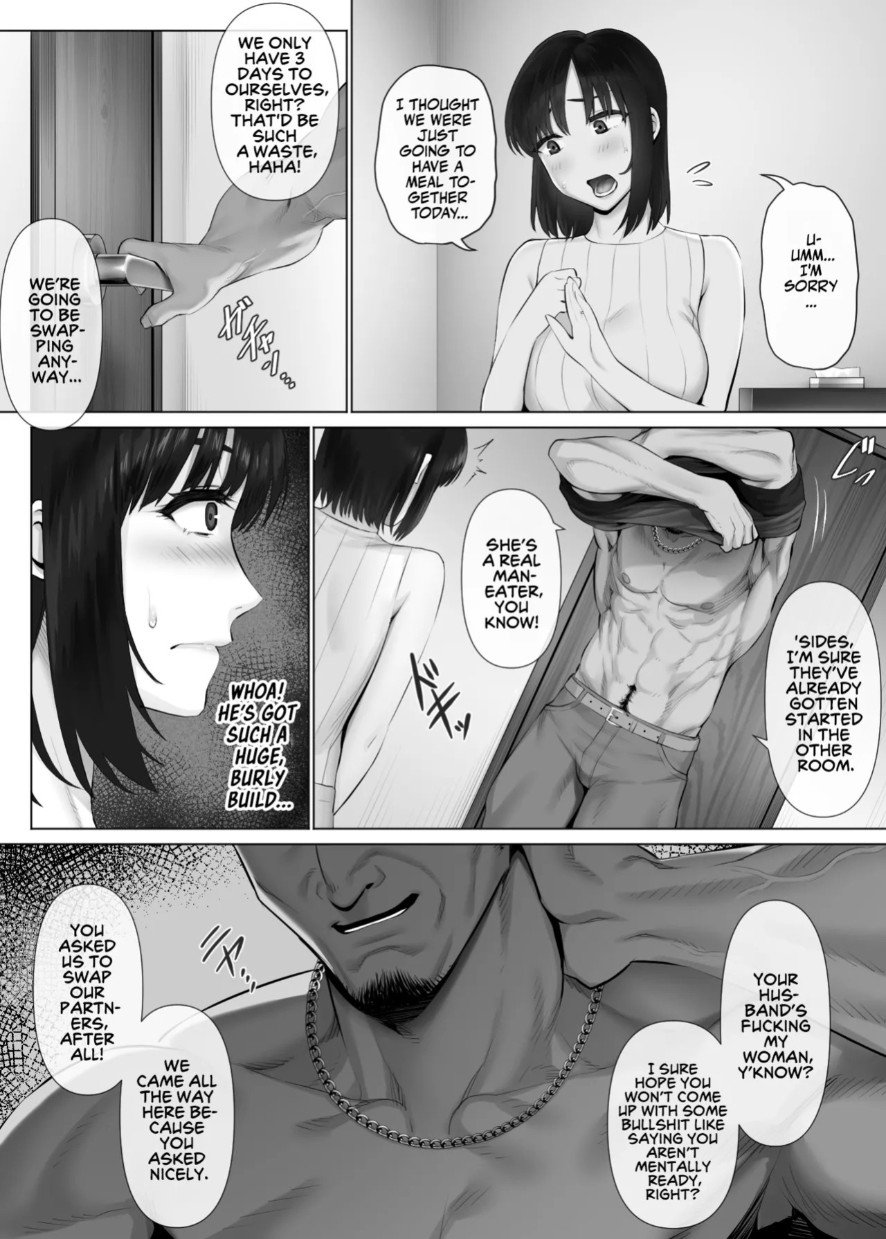 [Mitsumitsu Niku (Hikitogu)] LeveChi na Swapping 2 ~Hatsu Zecchou de Iki Kuruu Tsuma Hen~ | Unbalanced Swapping 2 [English] [Team Rabu2] [Digital]