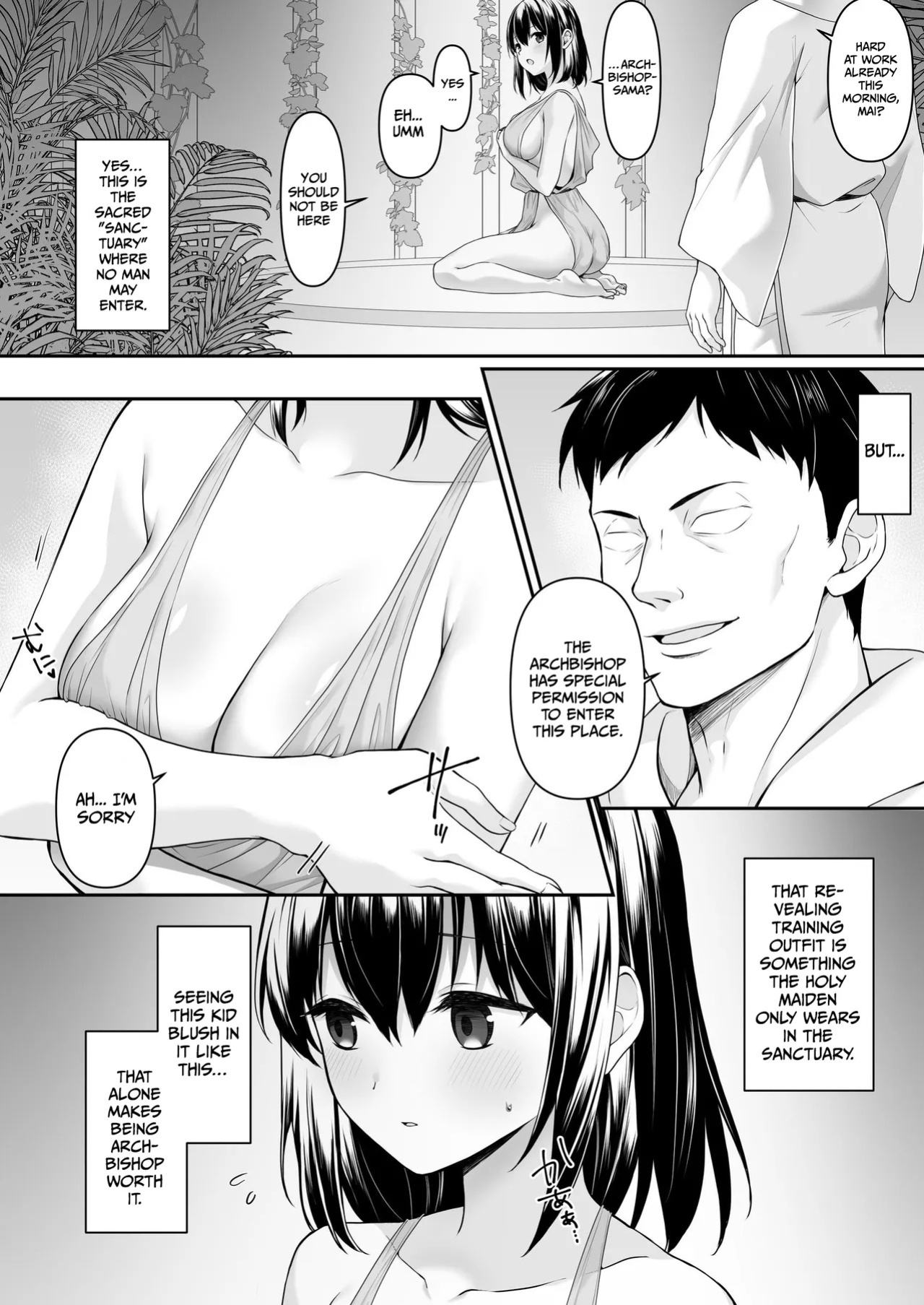 [Seika Kairaku Shoten (Tukimi Haku)] A story about a naive, black-haired Holy Maiden undergoing an intimate virginity inspection by a corrupt bishop [English] [Gagak_Ireng] (rewrite)