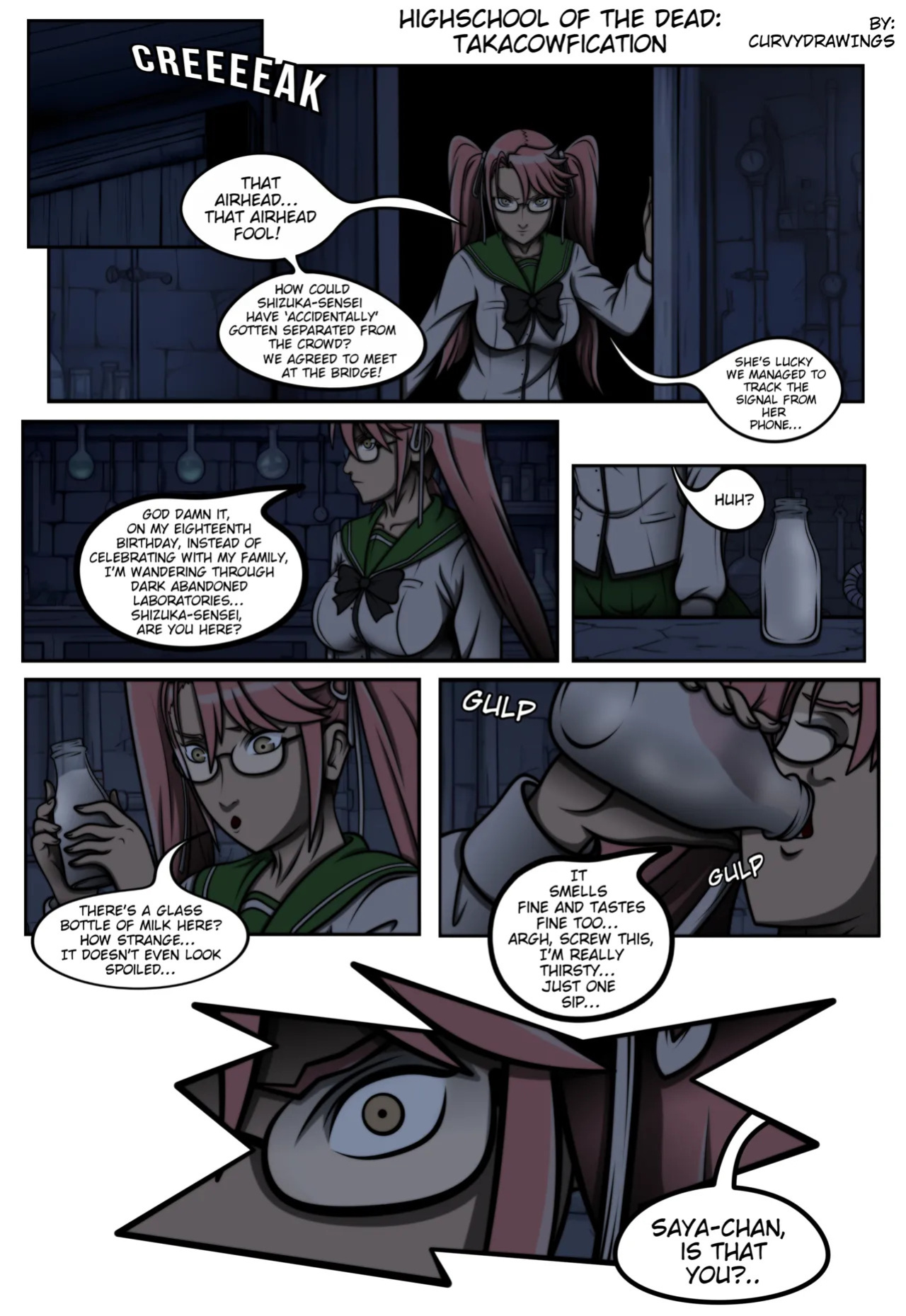 [CurvyDrawings] Highschool of the Dead: TakaCOWfication