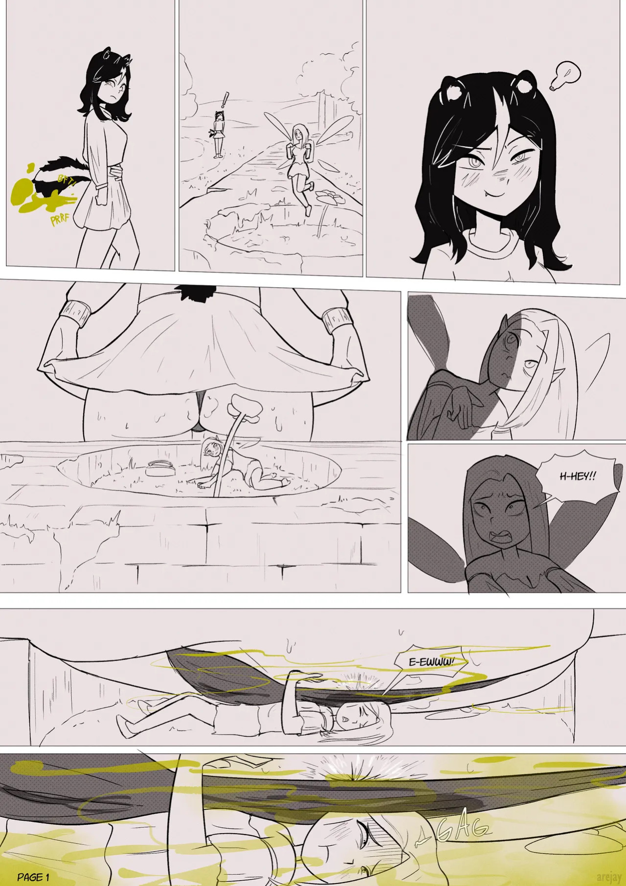 [arejay] Skunkgirl farting on woodland fairy (+scat version)