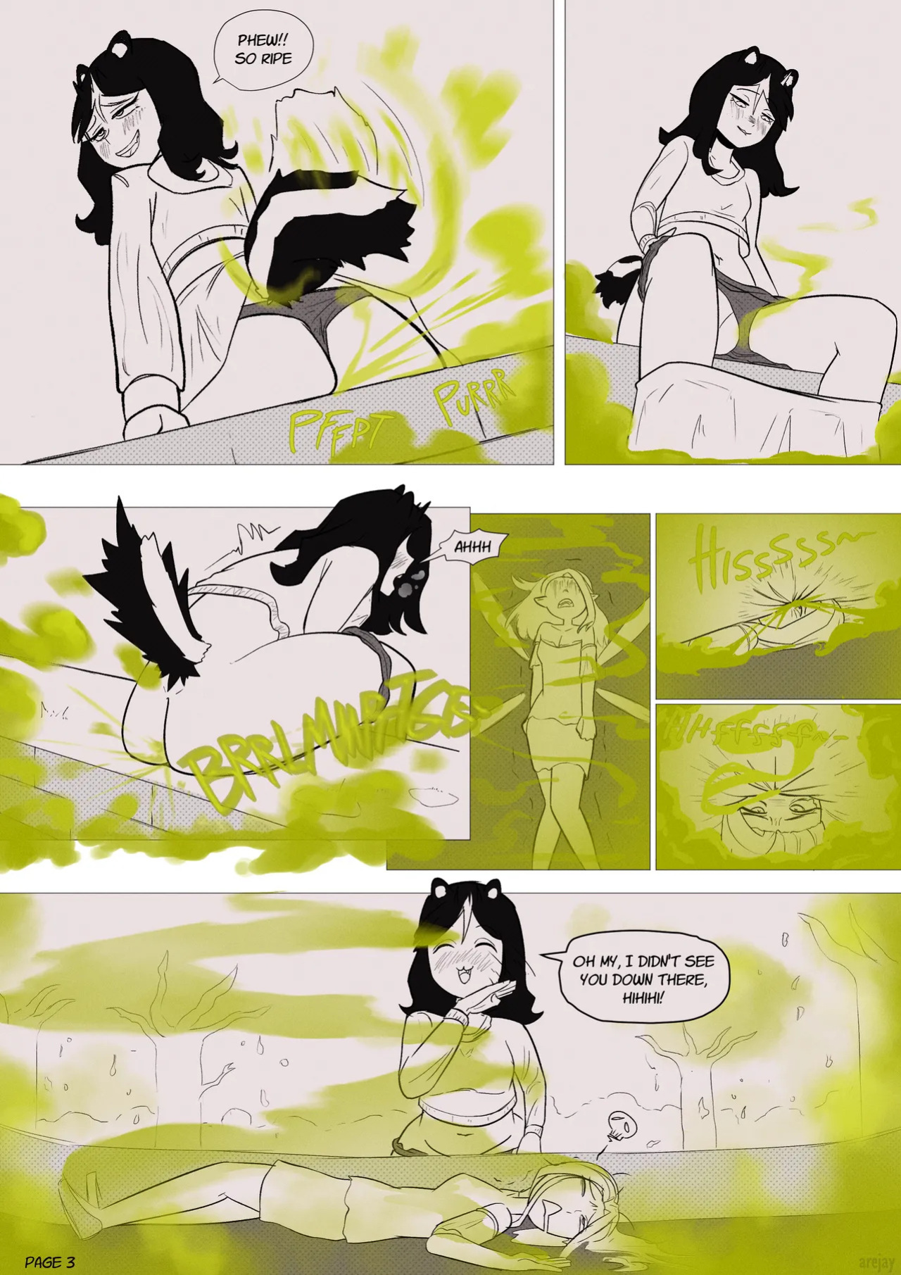[arejay] Skunkgirl farting on woodland fairy (+scat version)