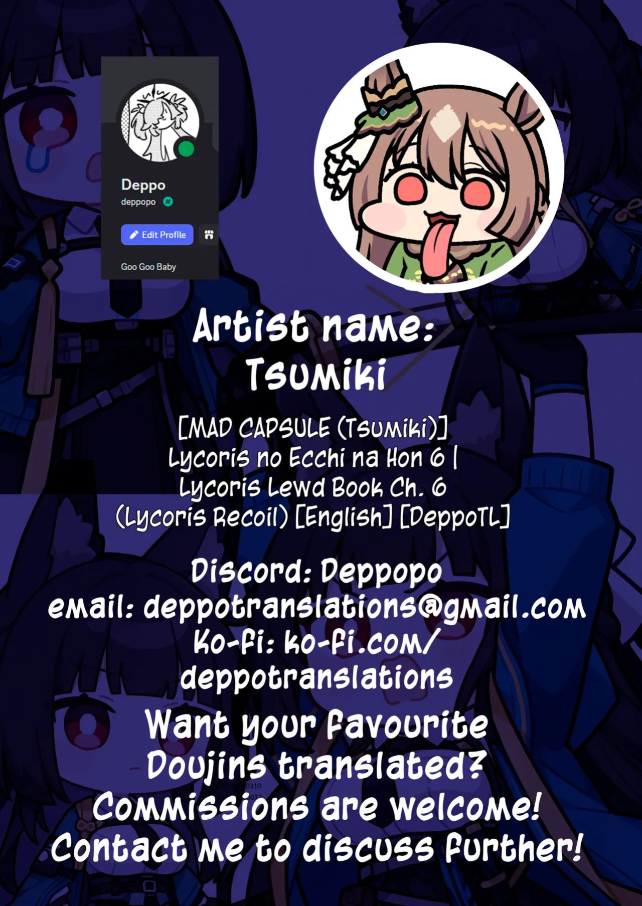 [MAD CAPSULE (Tsumiki)] Lycoris no Ecchi na Hon 6 | Lycoris Lewd Book Ch. 6 (Lycoris Recoil) [English] [DeppoTL] [Digital]
