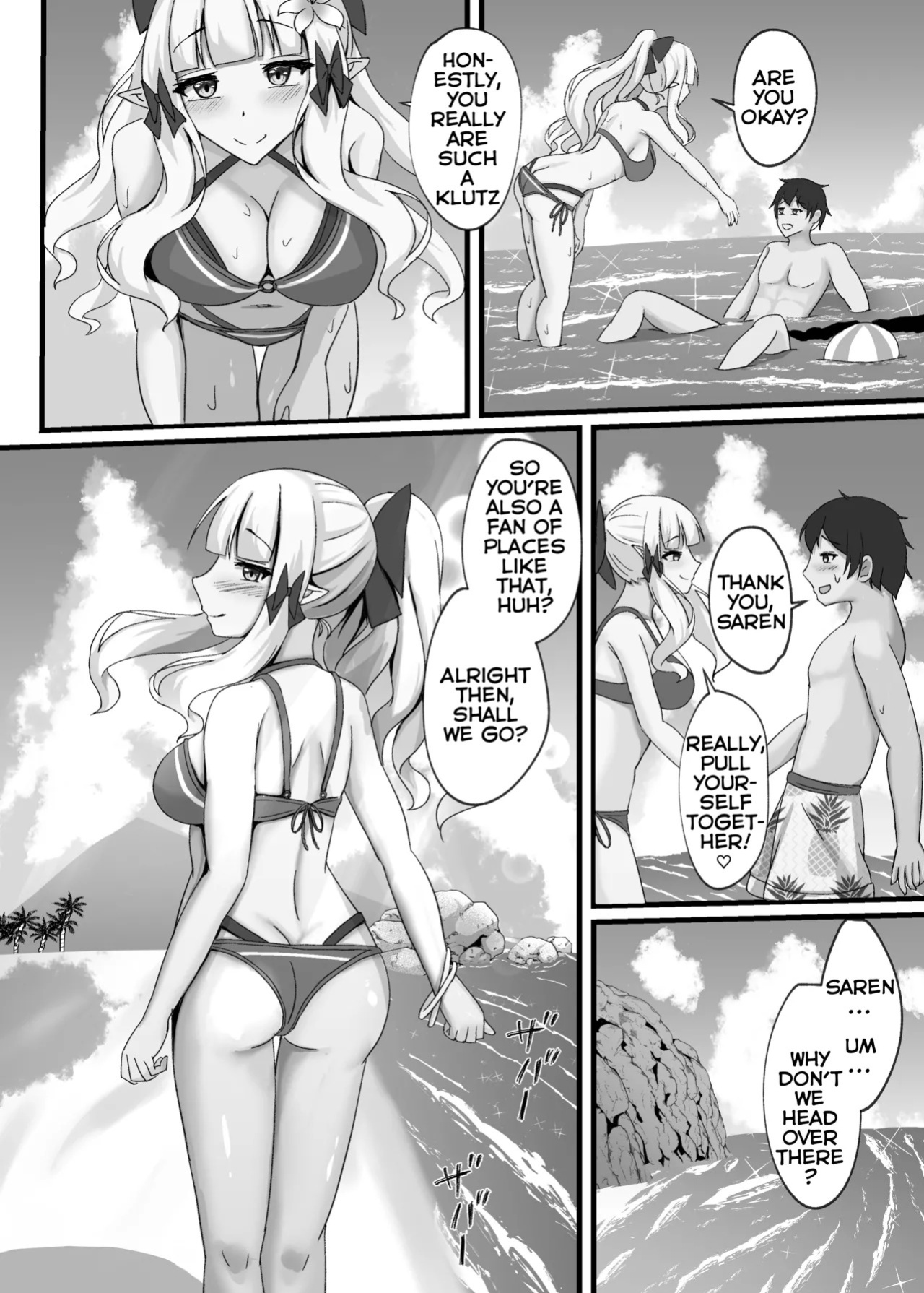 [Tamimaya (Tamima)] Saren to Futari Natsu no Umi Nukedashite (Princess Connect! Re:Dive) [Digital] [English] [QazzyzzaQ]