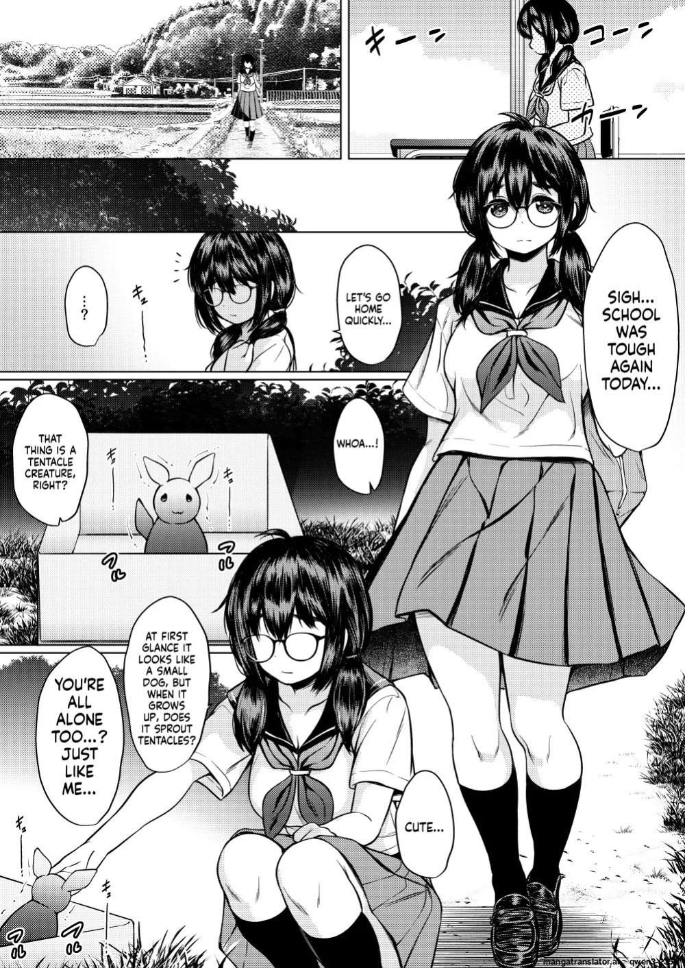 [Neko Kan (Nuko Yarou)] Hirotta Shokushu Seibutsu ni Naedoko ni Sareteshimau Kyonyuu Jimi Megane-chan no Hanashi [English] [SCANMTL]