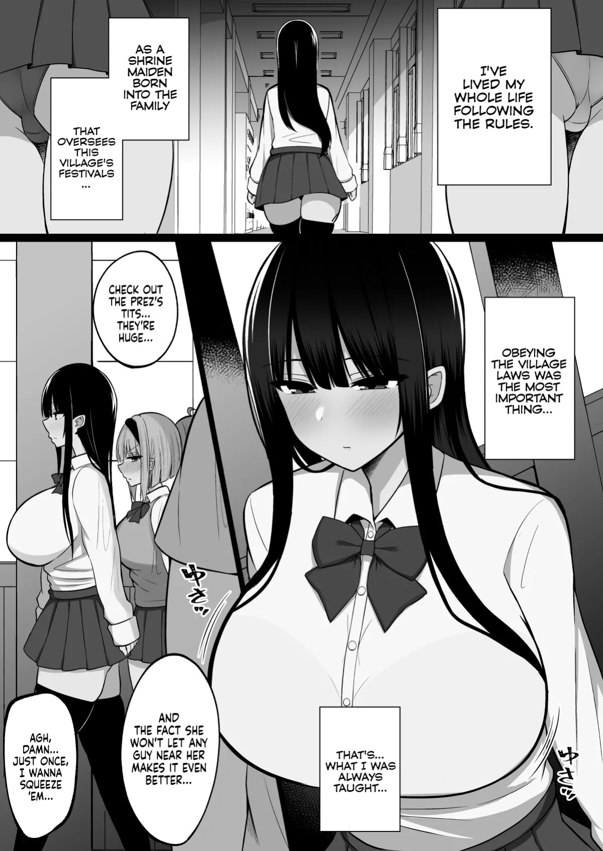 [Cinnamon Shima] Inshin no Miko 2 ~ Itsumo Majime na Seitokai Chou wa Mura no Orokite de Bokki Chinpo ni Sakaraezu, Dosukebe Fukujuu Chin Kobi Sekkusu Shitetara Seitokai Houkai Shimashita | Priestess of the Lewd God 2: The Always-Serious Student Council P