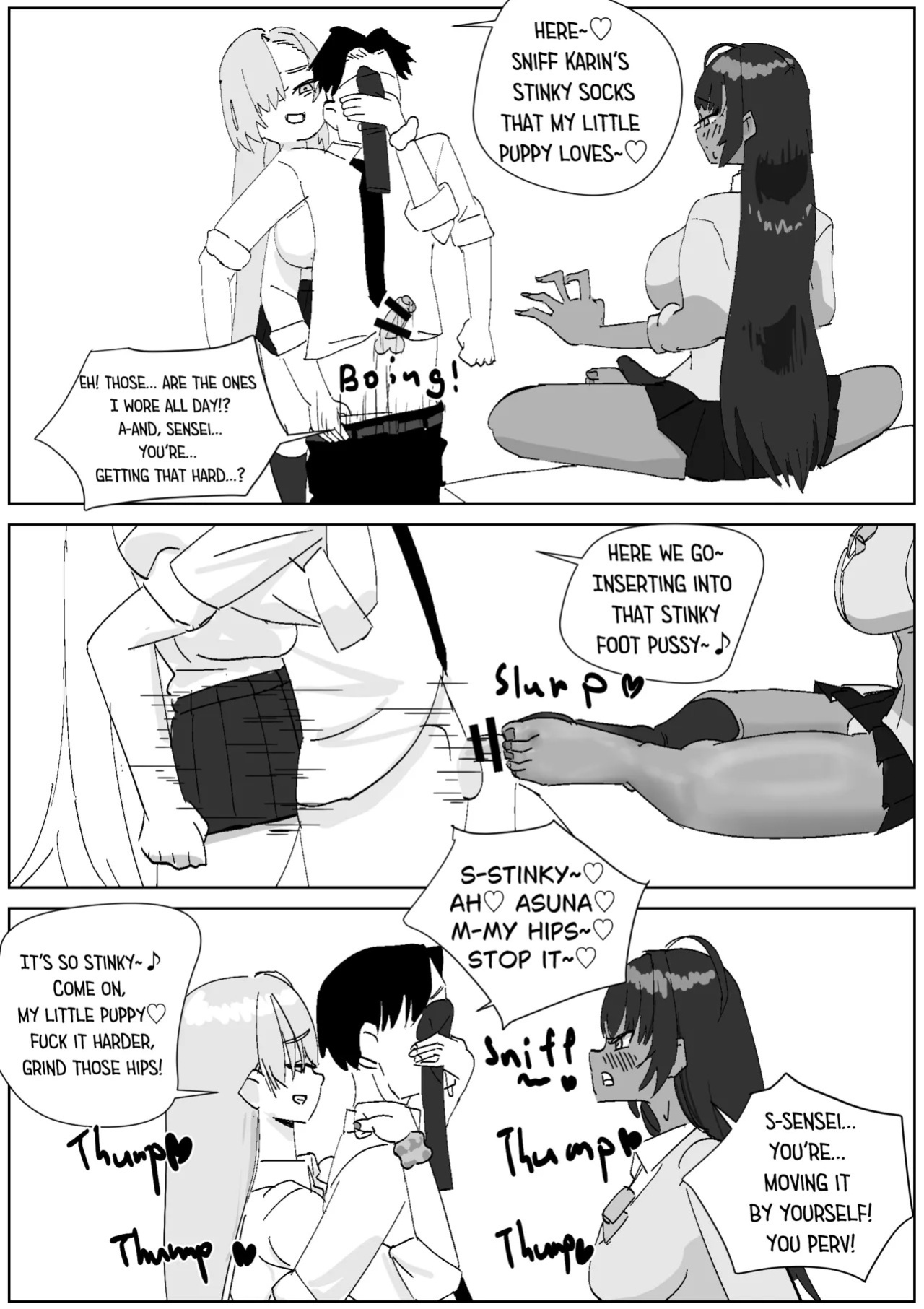 [Sockshop / ヤバい靴下屋さん] Karin & Asuna Masochist’s Cum Squeezed by Stinky Feet