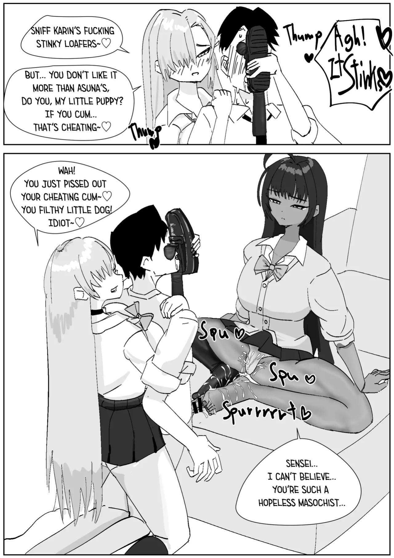 [Sockshop / ヤバい靴下屋さん] Karin & Asuna Masochist’s Cum Squeezed by Stinky Feet